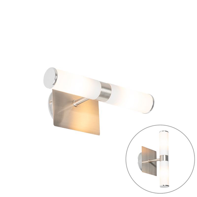 Moderne badkamer wandlamp staal IP44 2-lichts - Bath