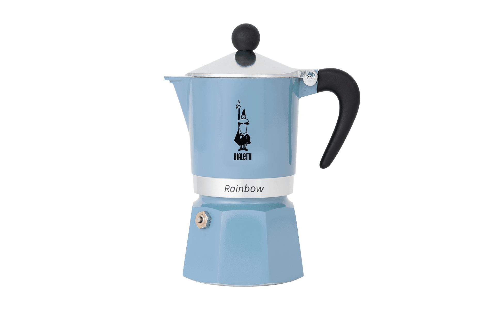 Espressokocher Rainbow für 6 Tassen, BlauItalienische Espressokanne – ein Design-Klassiker
