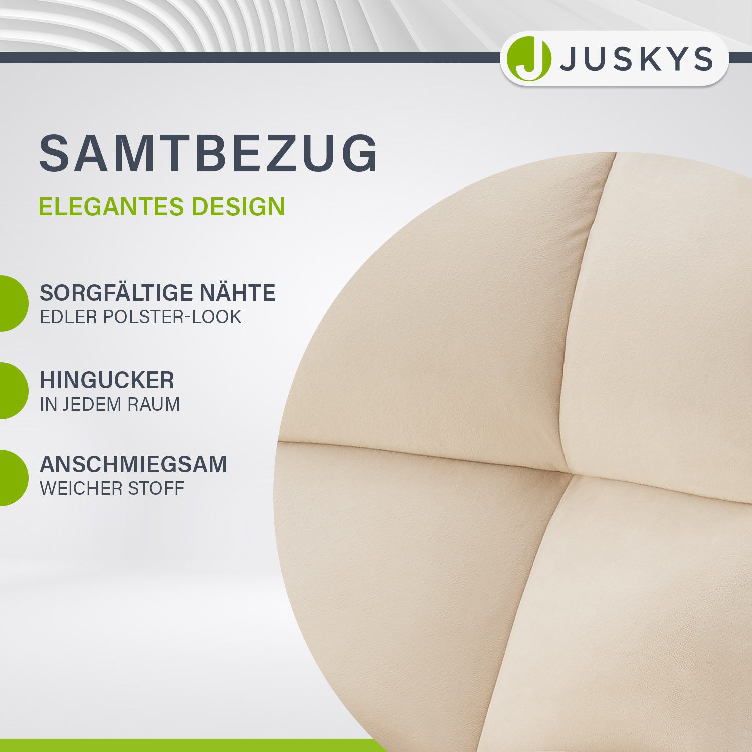 Juskys Drehstuhl Dallas 2er Set - Esszimmerstühle drehbar - Stuhl 120 kg belastbar - Samt Beige