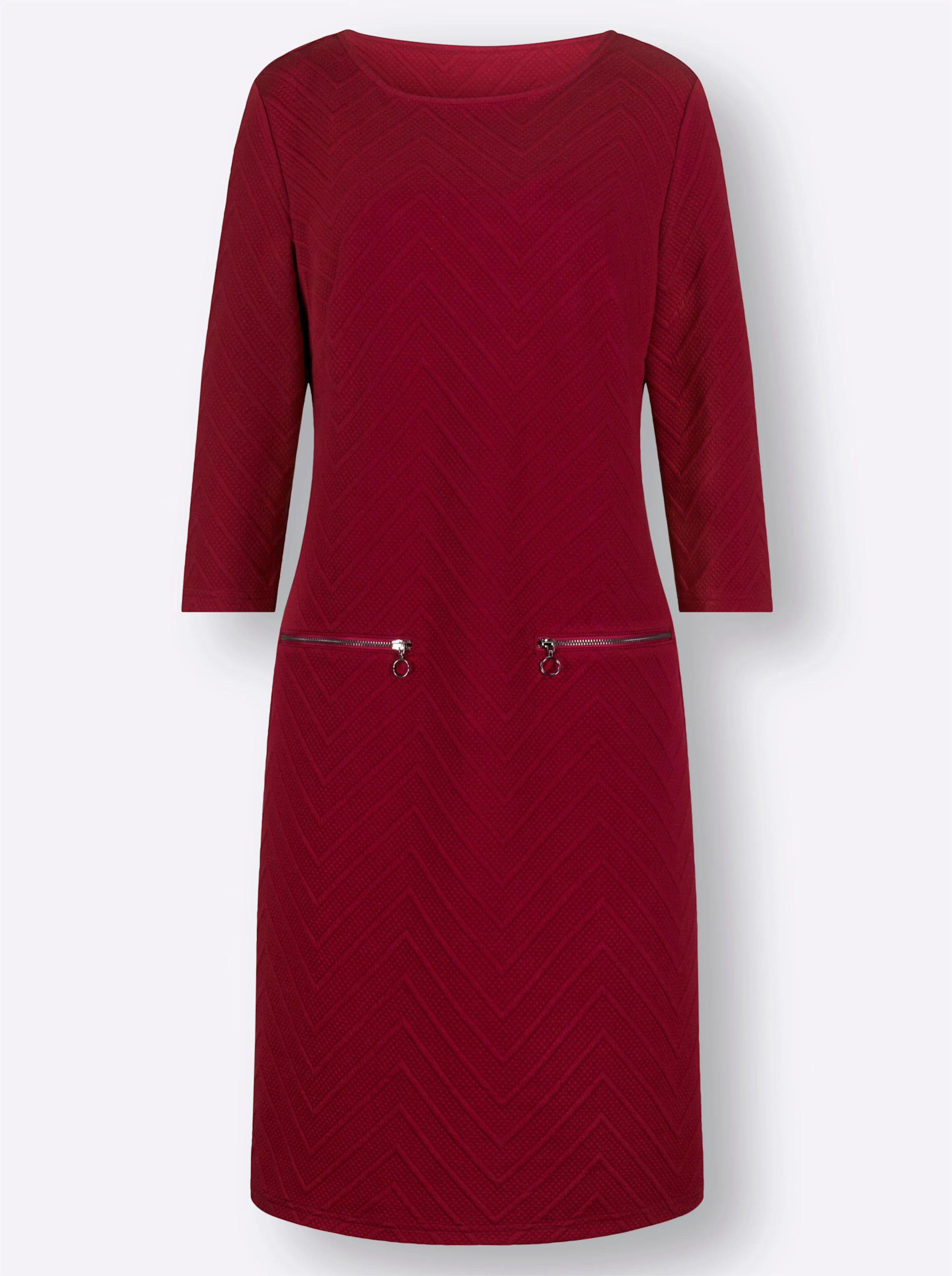 Druckkleid in dunkelrot