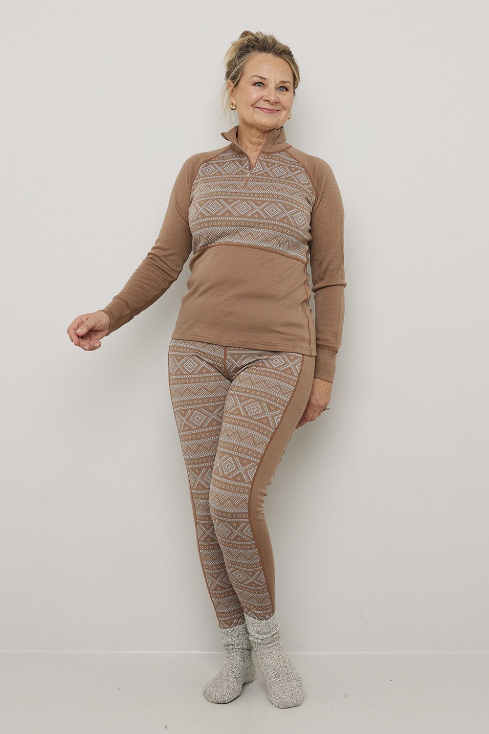 Jacquard polo med glidelås
