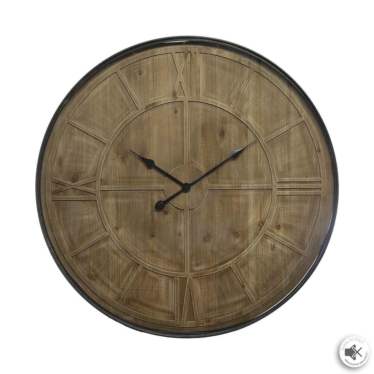 PENDULE BOIS METAL D.80CM