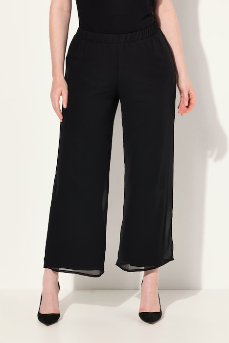 Chiffonhose, doppellagig, weites Bein, Elastikbund