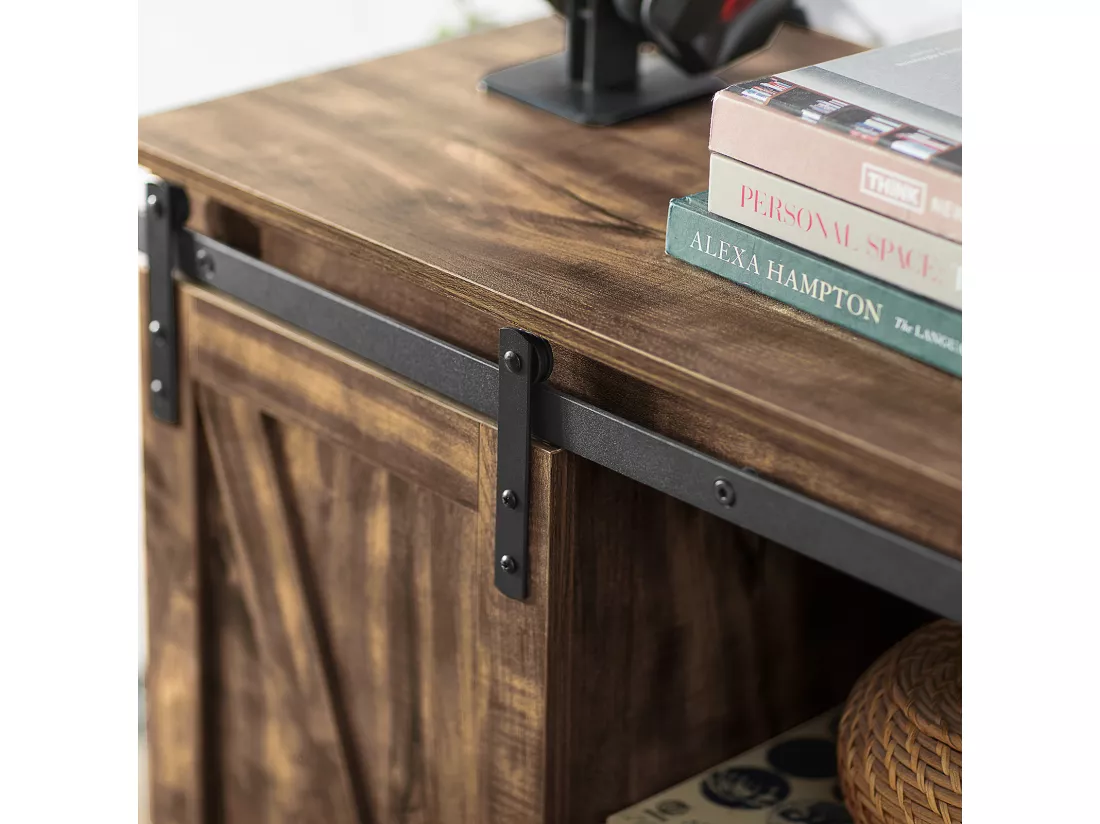 Meuble Bas Placard de Rangement Commode avec Porte de Grange Coulissante, FSB60-N