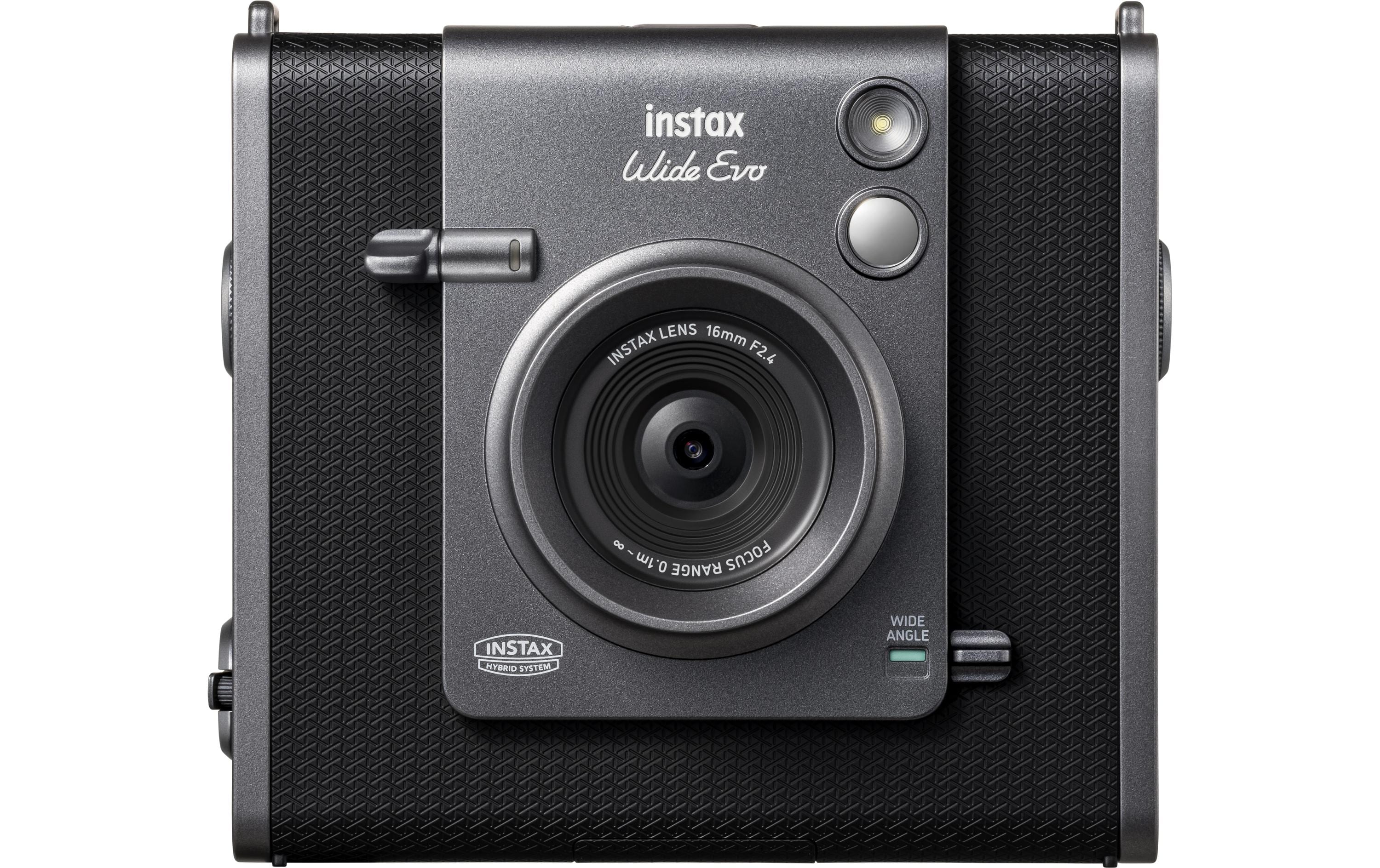 Fotokamera Instax Wide Evo Mega Bundle Schwarz<br>Vielseitige Sofortbildkamera mit Tasche, Speicherkarte und Film