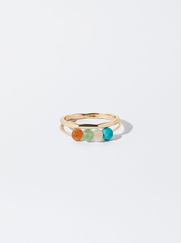 Conjunto De Anillos Con Piedra - Verde