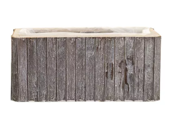 Panier rectangulaire en bois gris 25.5x14.5x11h