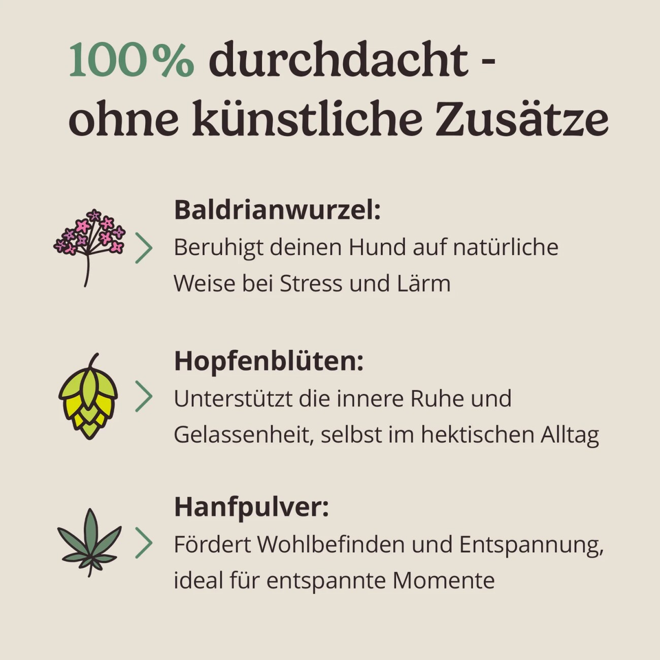 Hunderunde Futtertopping - Ruhe & Gelassenheit - Beruhigung für Hunde, Stressreduktion, Natürliche Kräuter, vegan 250g