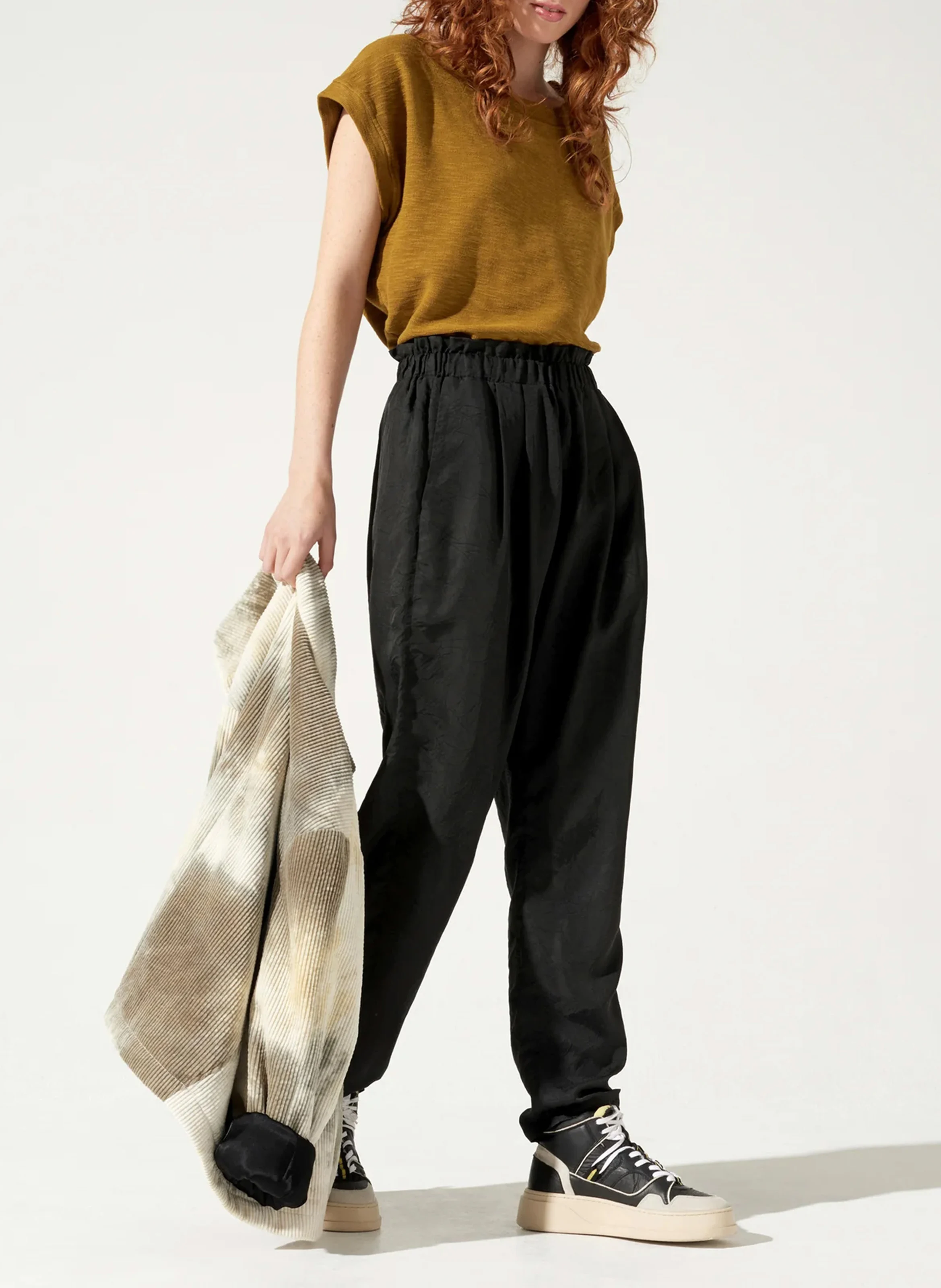 Pantalon sarouel taille haute | Noir
