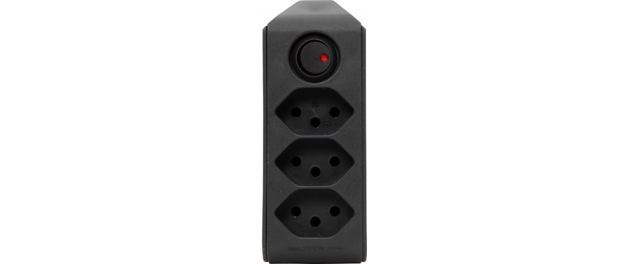Abzweigstecker 3 x T13, 300° drehbar, SchwarzMehrfachstecker 230 V mit Schalter