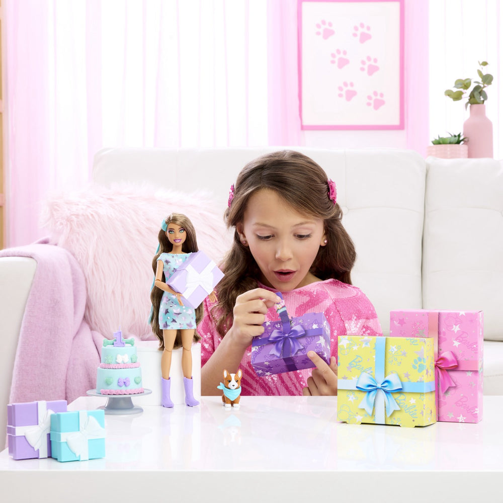 Køb Barbie® Party Unboxed Brunette Dukke