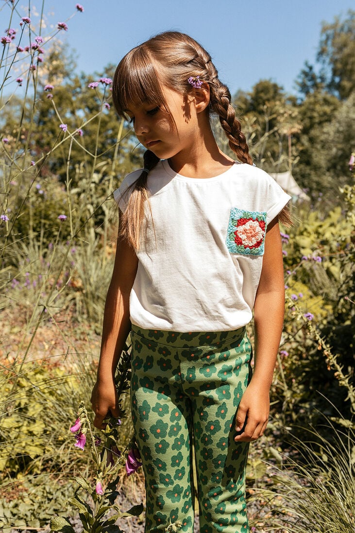 LOOXS ecru looxs top t-shirt with crochet patch