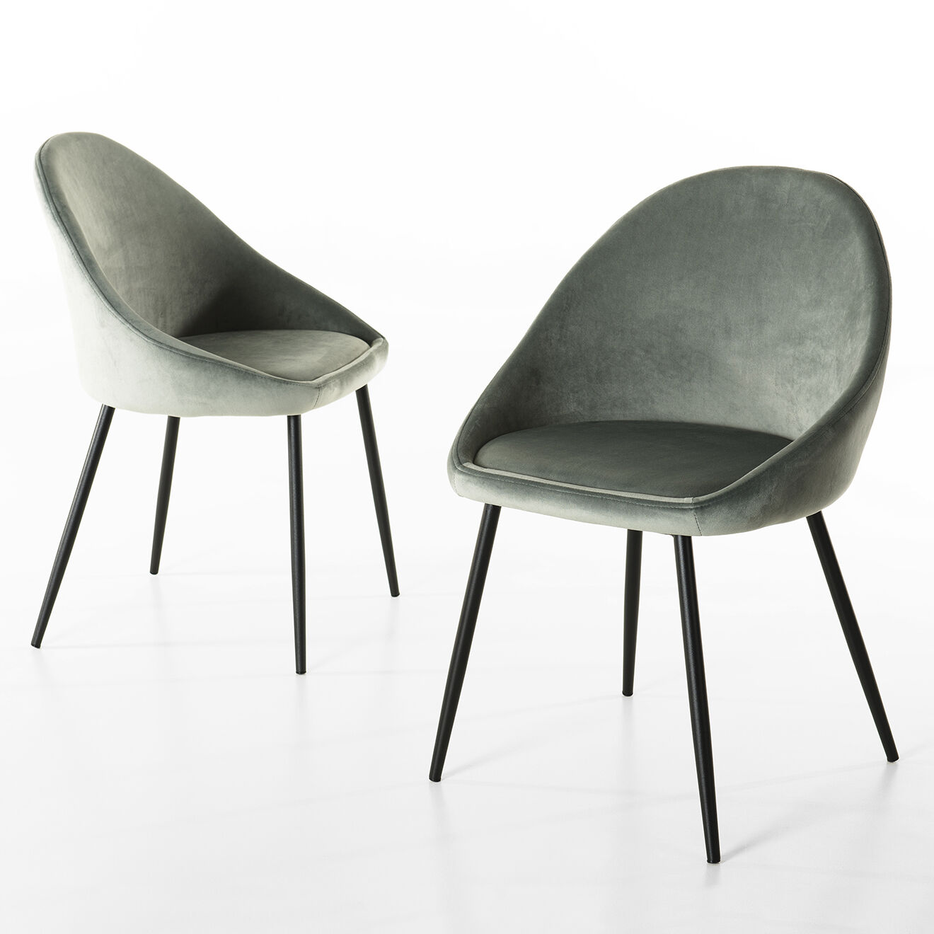 Macabane 2 Chaises Augustin en Velours jade - 53x51x78 cm