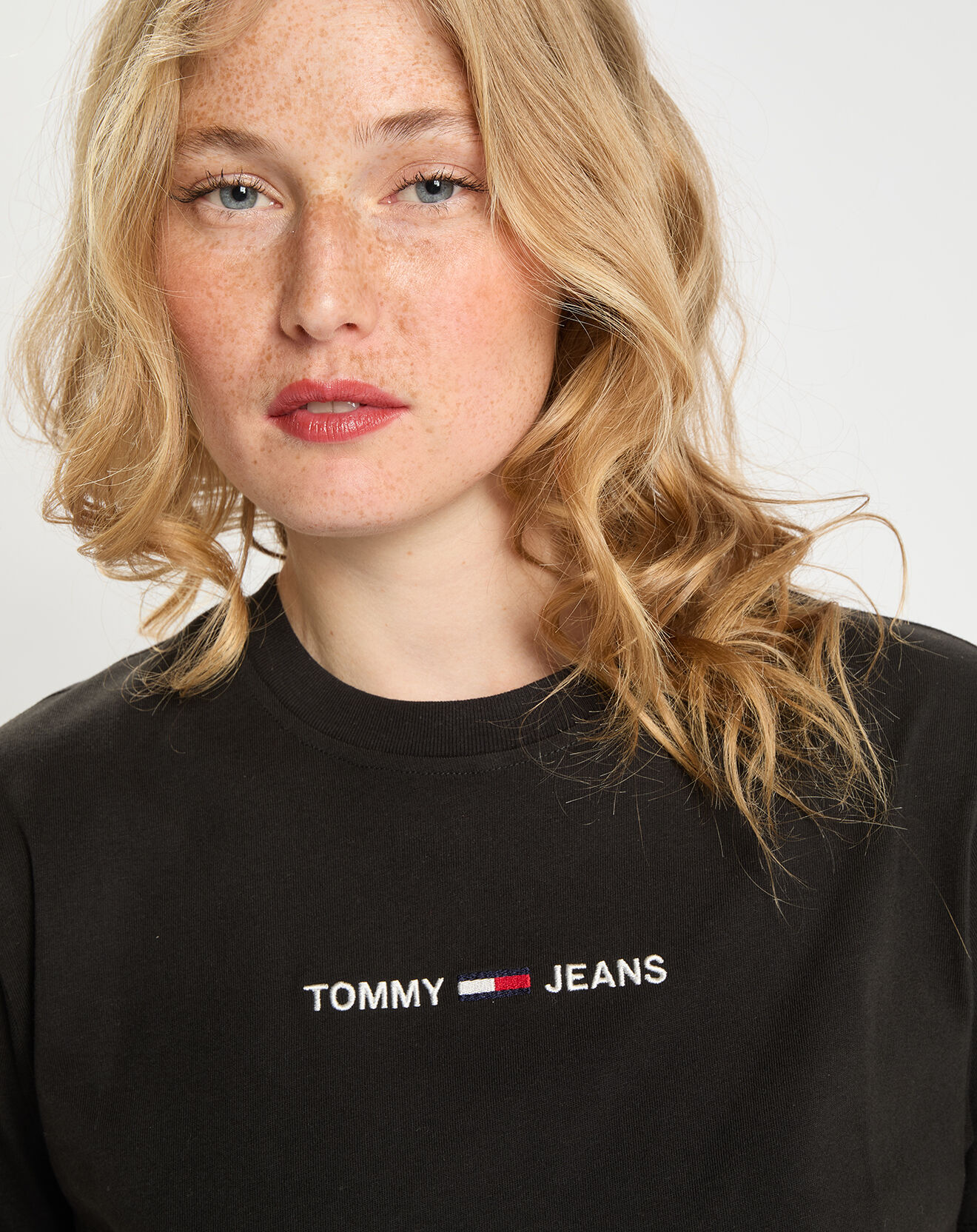 Tommy Jeans T-Shirt 100% Coton Bio Linear Logo noir