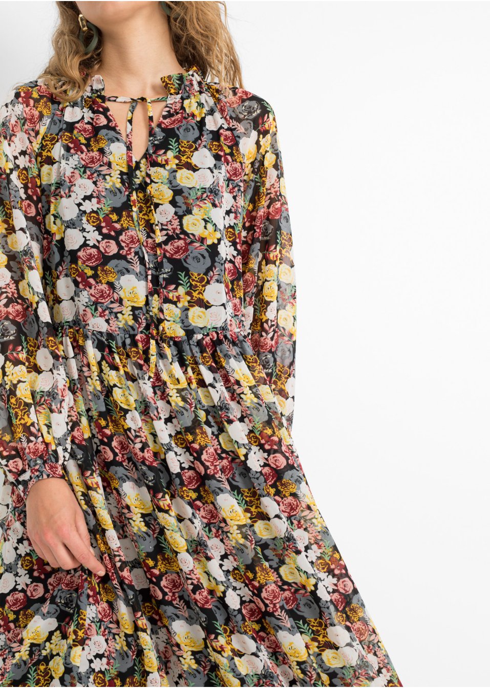 Robe longue avec polyester recyclé et imprimé floral