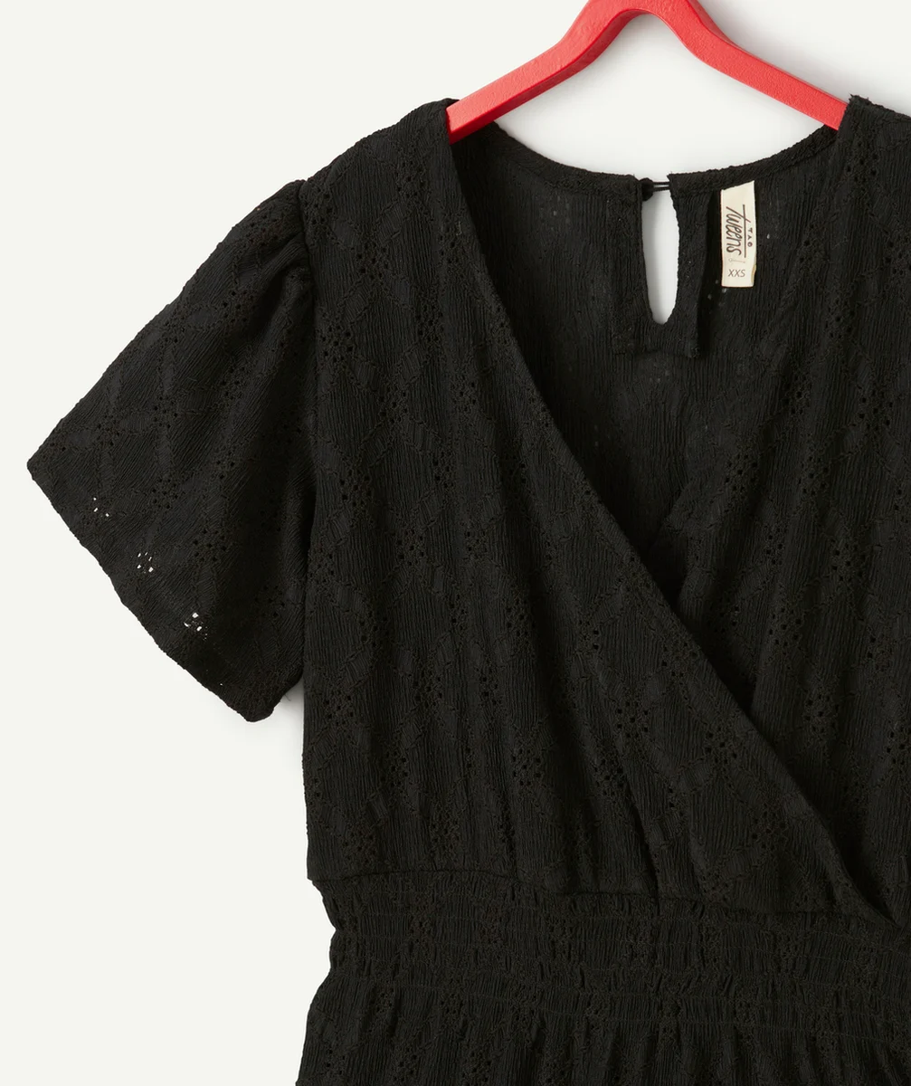 robe cache-coeur fille noire ajourée