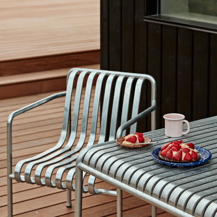 HAY - Palissade Tisch   4x Chair, anthrazit