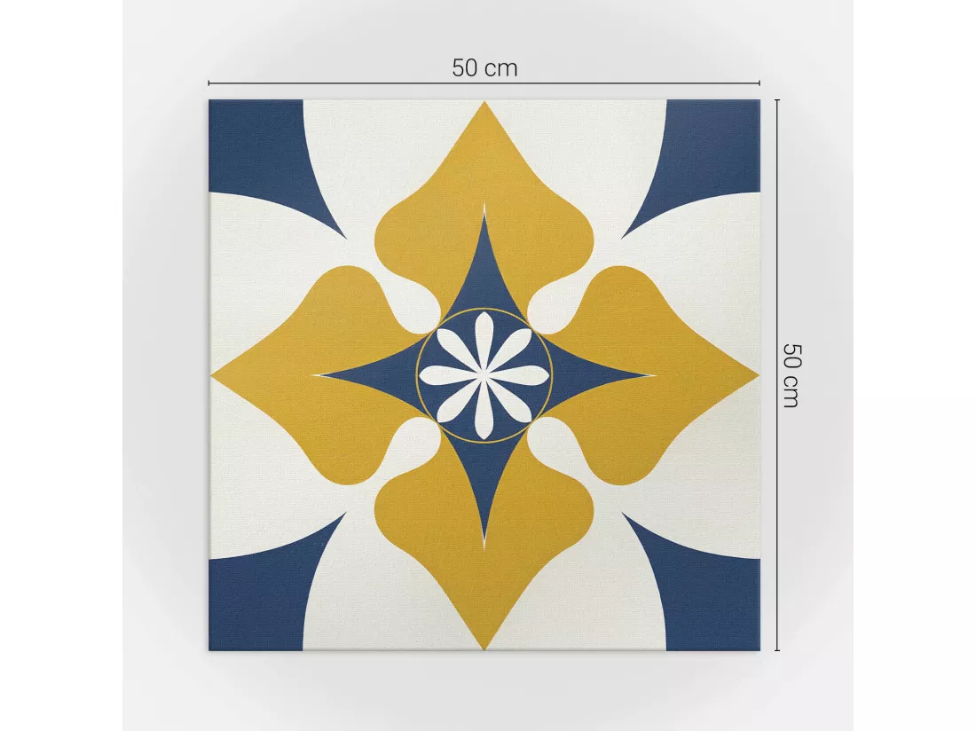 Panneaux muraux autocollants en vinyle imperméable - 4 x 50 x 50 cm - Motif floral avec symétrie