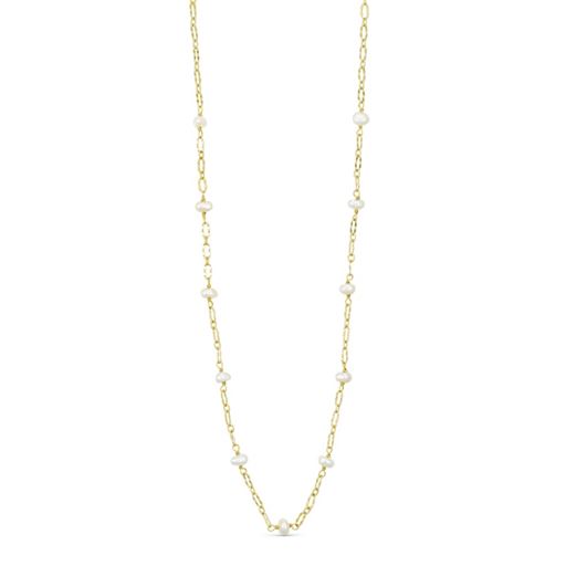 Pure By Nat Lina Halskæde, Gold Plated White Pearls, 42 cm