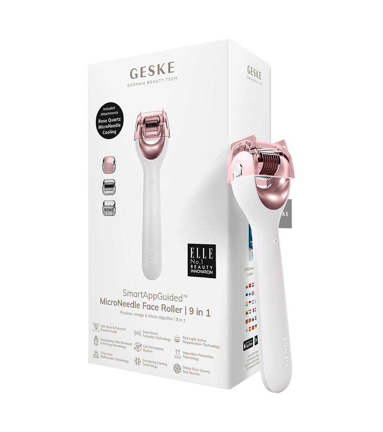 GESKE - Rolo facial de microagulhas 9 em 1 - White Rose Gold