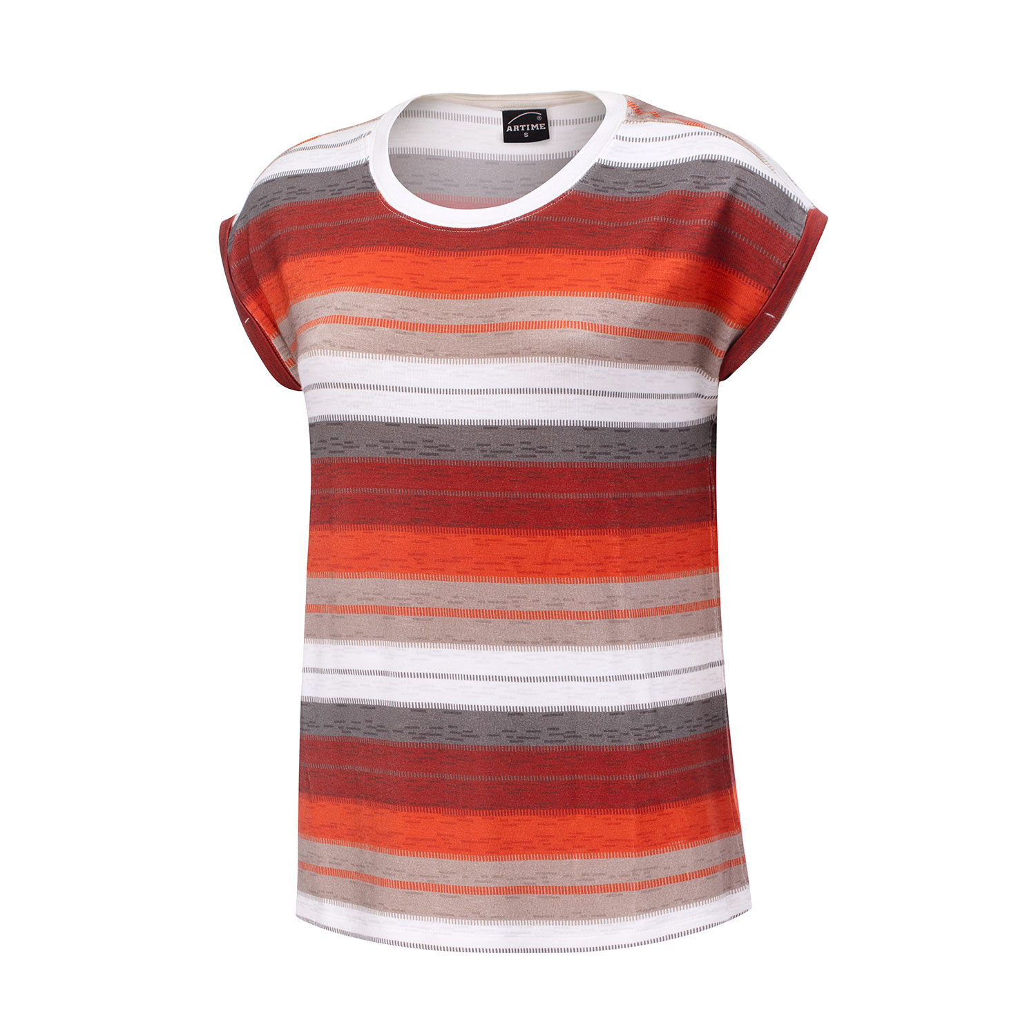 Gestreiftes T-Shirt mit Rundhalsausschnitt für Damen