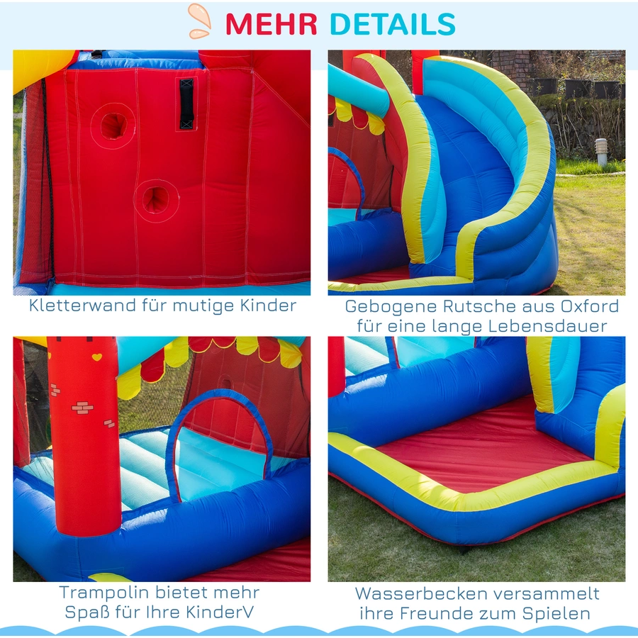Outsunny Hüpfburg mit Rutsche bunt
