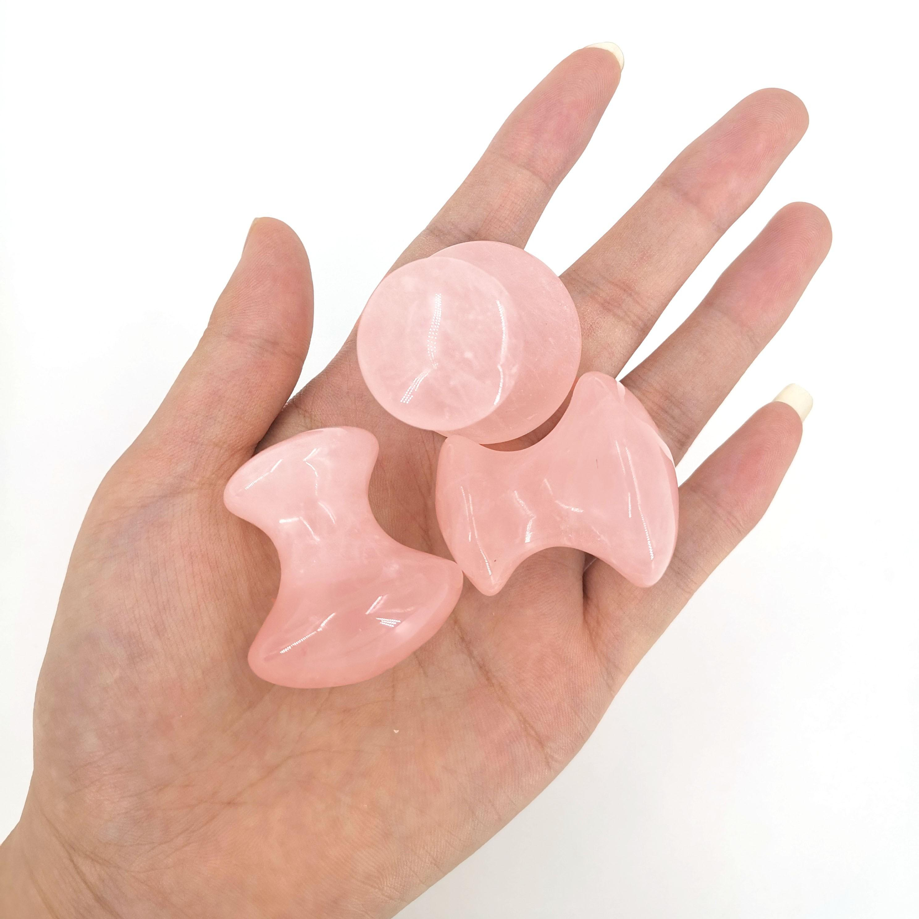 (4cm) Gua Sha Kristall Pilz Gesichts Massage Stein - Rosa