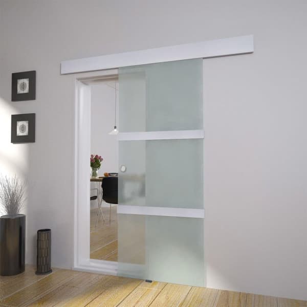 vidaXL Skyvedør glass og aluminium 178 cm sølv