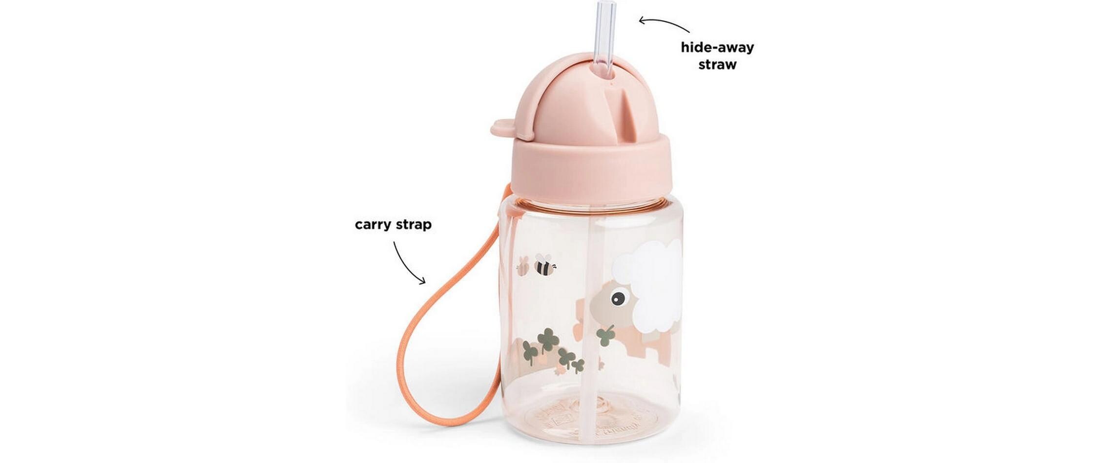 Trinkflasche Tiny Farm Rosa 280 mlTrinkflasche mit Strohhalm
