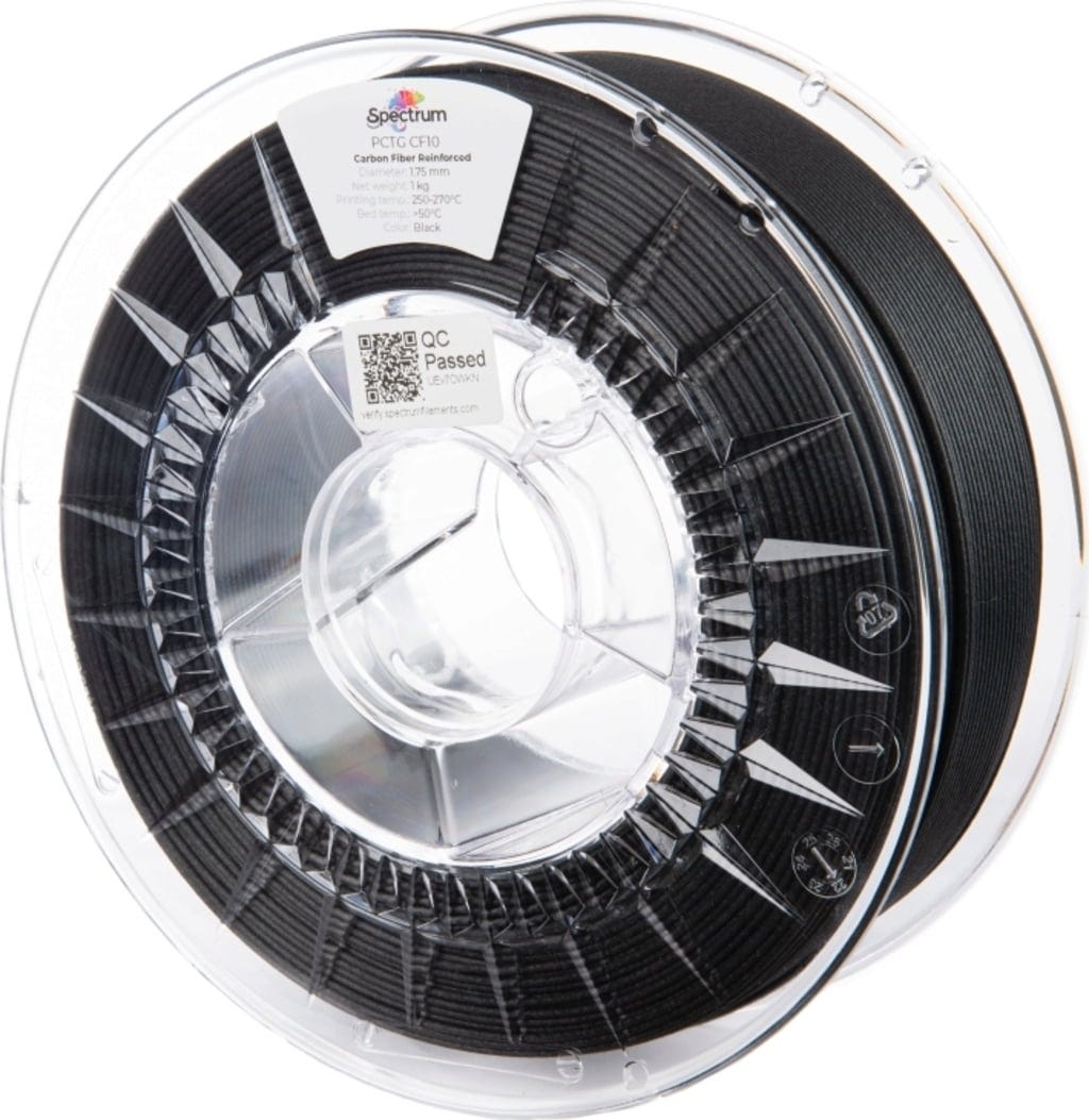 Spectrum  PCTG CF10 Black, 1,75 mm / 1000 g    Auf PCTG basierter Verbundwerkstoff mit Kohlenstofffasern
