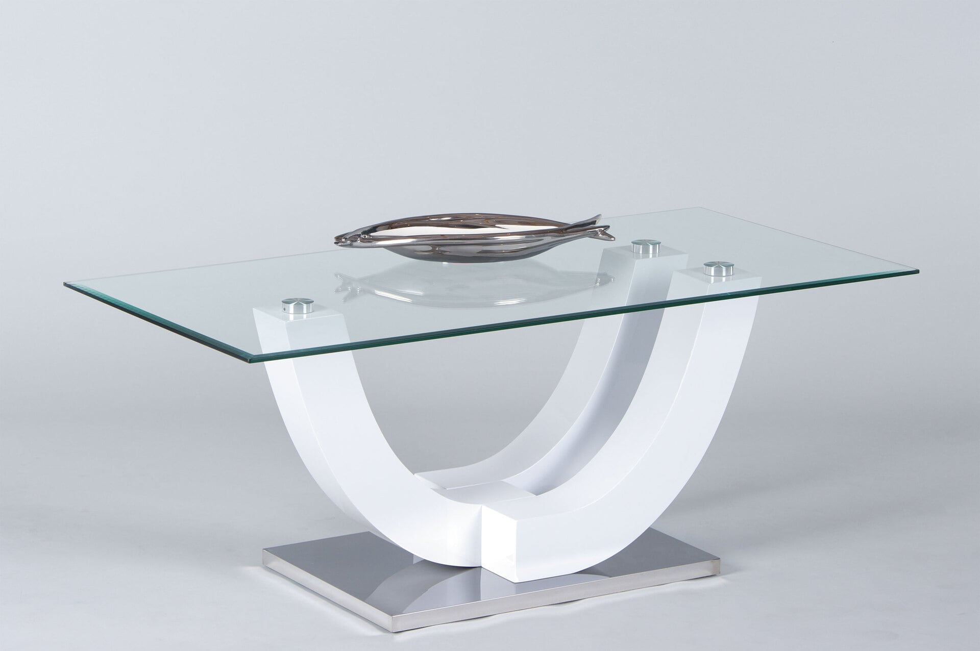 Couchtisch Swing Glas/Metall Hochglanz Weiß ca. 120 x 48 x 60 cm