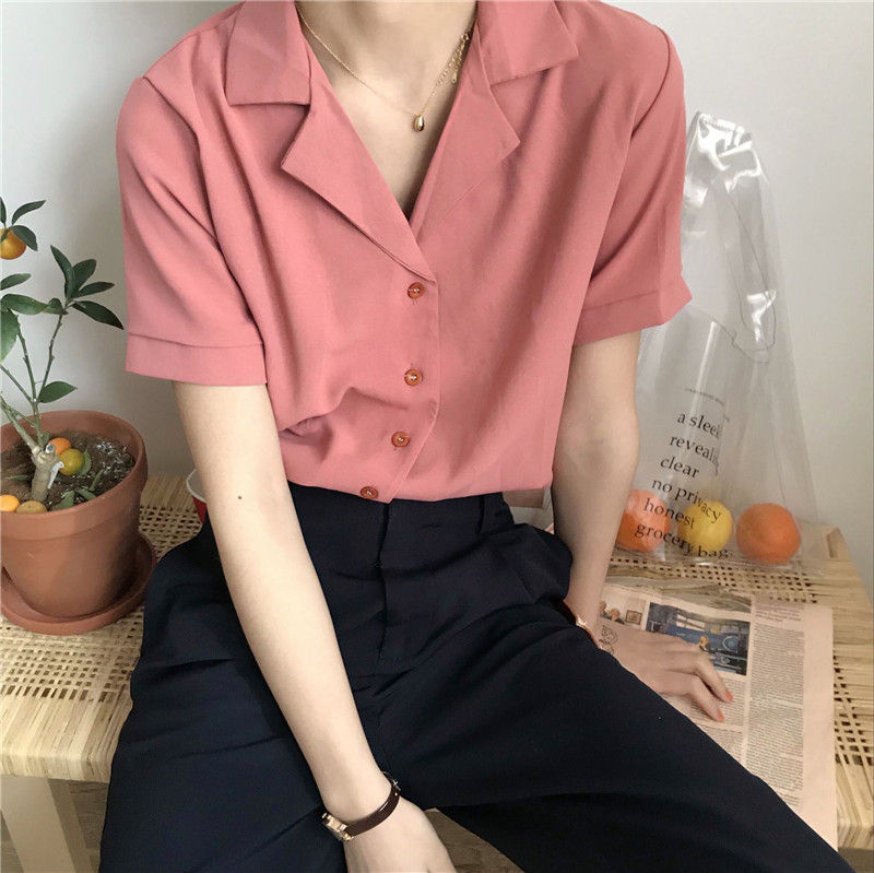 Whoosh - Blouse met korte mouwen en effen kleur