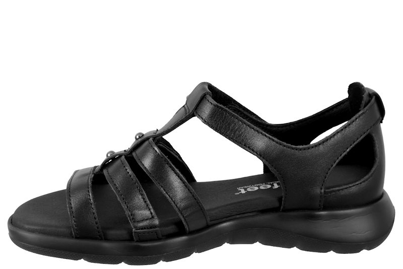 NEW FEET SANDAL I SORT GLAT SKIND