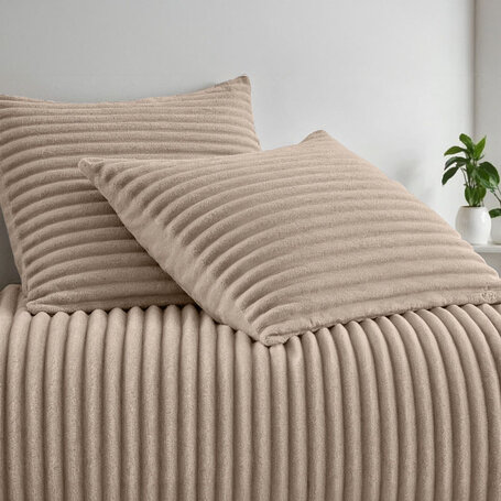Dekbedovertrek Teddy Rib - Taupe