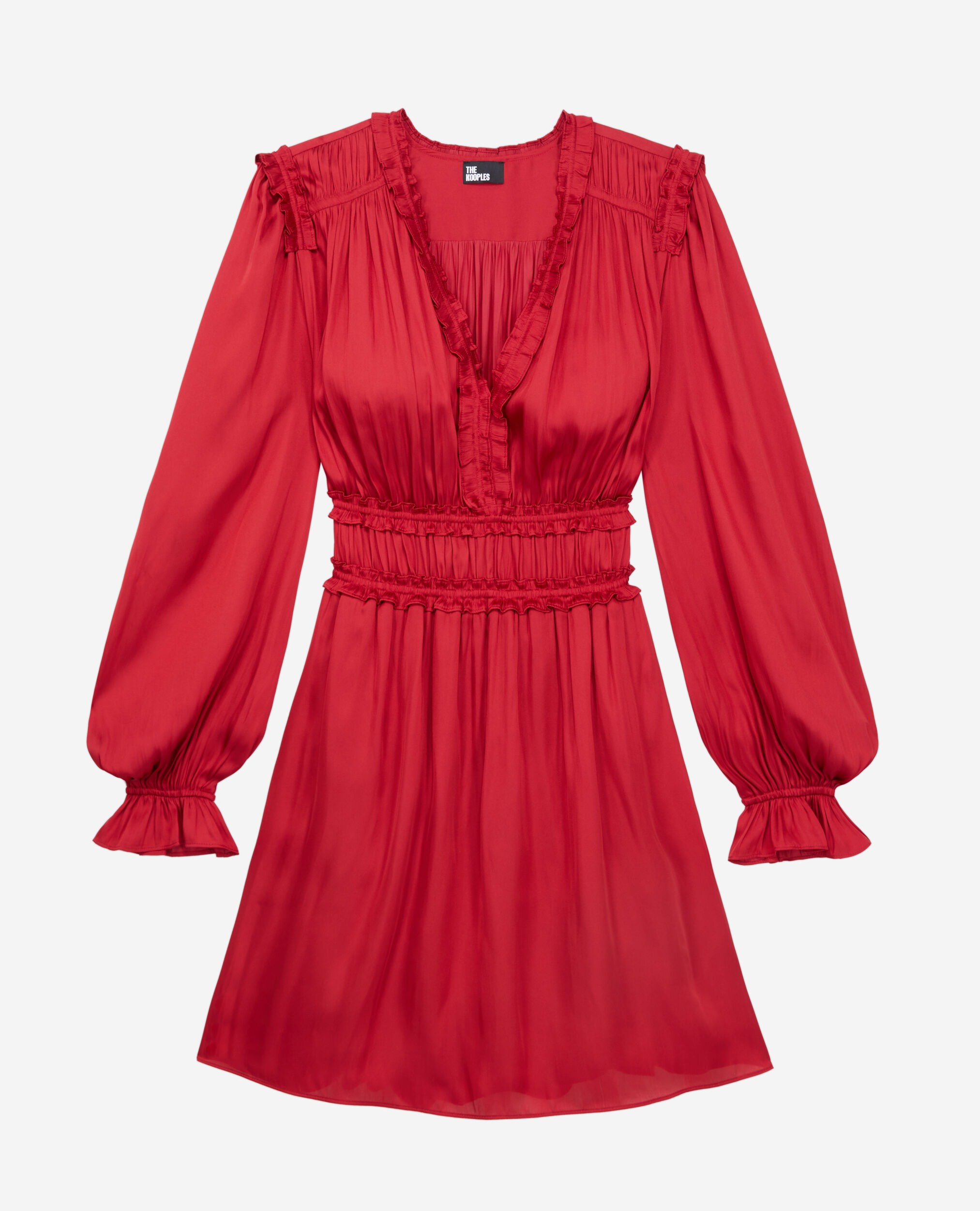 Robe courte rouge avec fronces