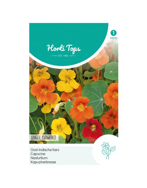 Hortitops Tropaeolum - Oost-Indische Kers Enkelbloemig Gemengd - Bloemenzaden - 3 g