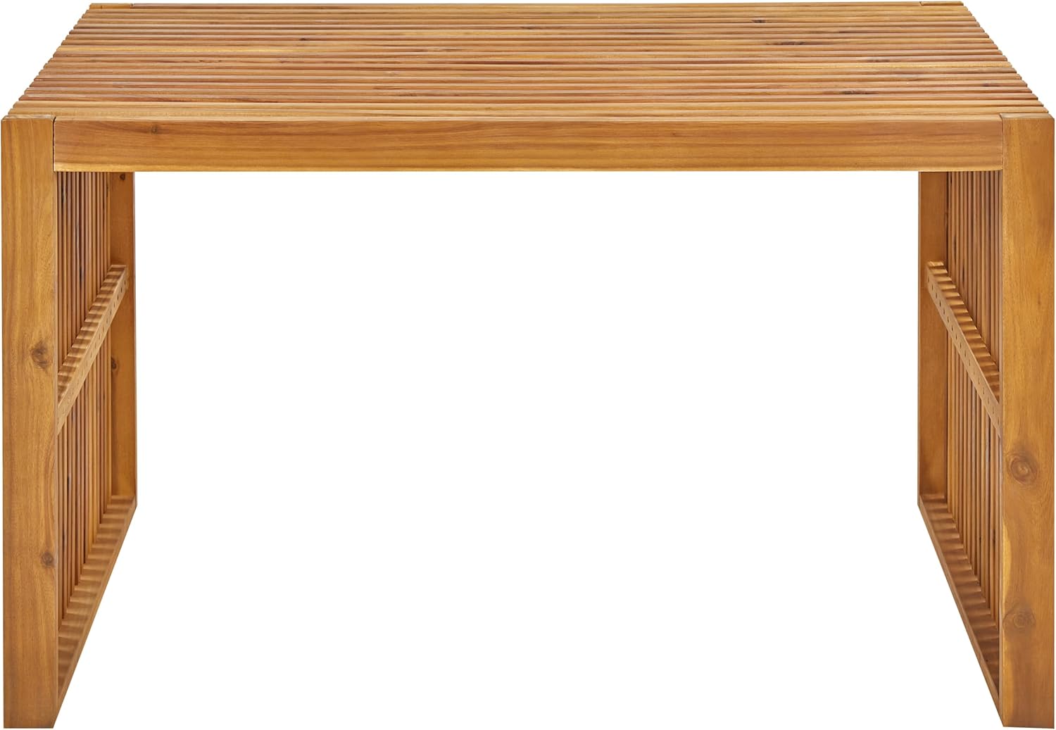 Gartentisch Set 4-Sitzer Akazienholz Hellbraun 1 Tisch und 2 Sitzbänke Bellano