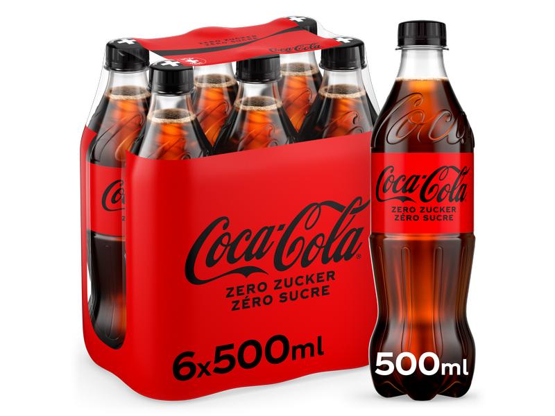 Coca Cola Soft-Drinks Zero 6 x 0.5 l Zuckerfreies Erfrischungsgetränk mit Koffein und Kohlensäure