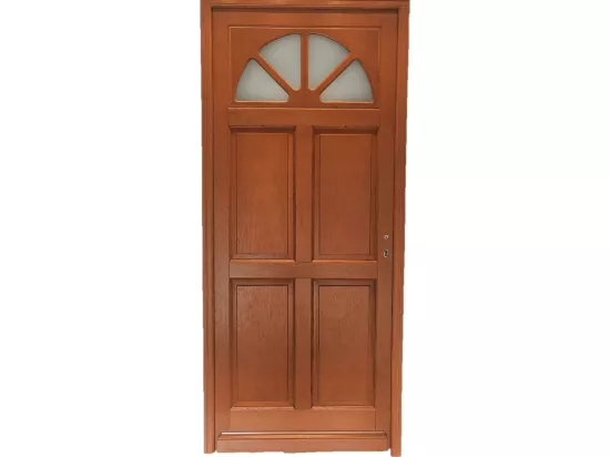 Porte D'Entrée Bois Vitrée, Ferji, H,215Xl,90 P,Gauche + Poignée Et Barillet (Ref 010403Fp) Cote Tableau