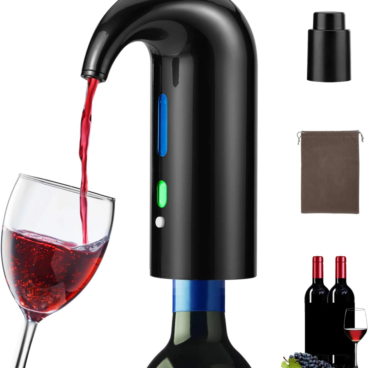 Aérateur distributeur à vin électrique portable noir Vendos85