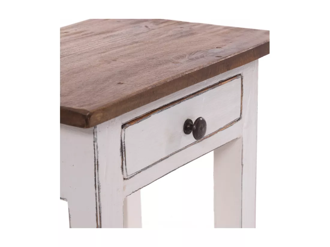 TABLE DE TÉLÉPHONE PLANTE Bois massif en acajou, avec tiroir 06 weiß-landhaus