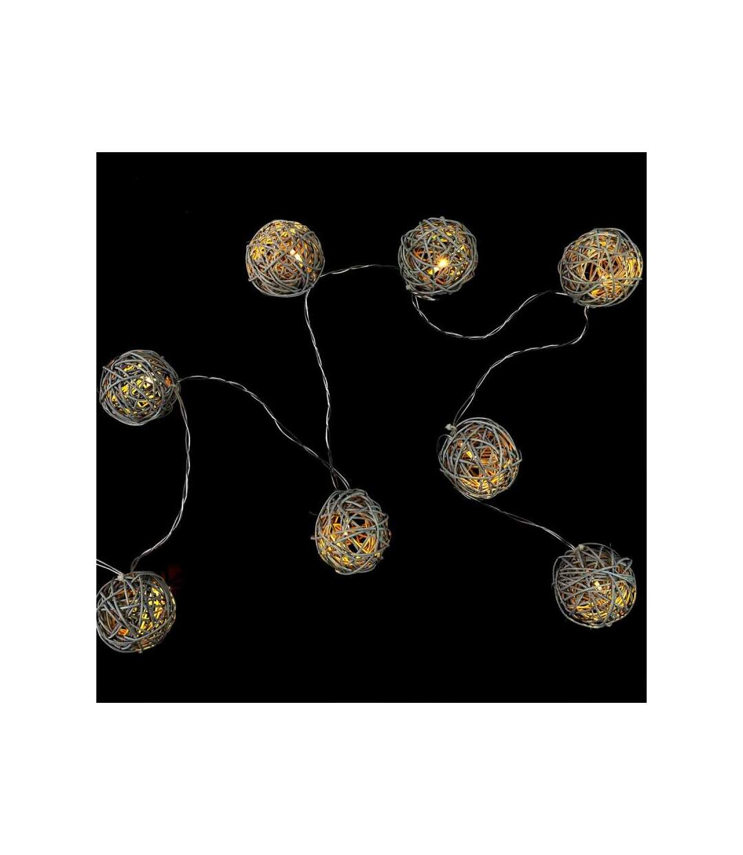 Paris Prix - Guirlande Lumineuse 8 Led boule Rotin 156cm Gris