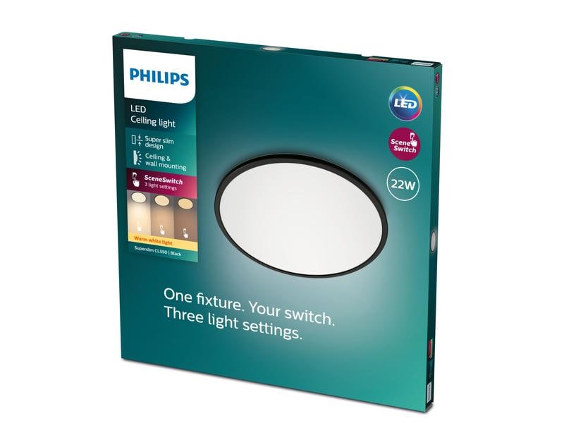 Philips Deckenleuchte LED SceneSwitch CL550 2000 lm 2700K, 3-in-1 LED Leuchte zur Deckenmontage