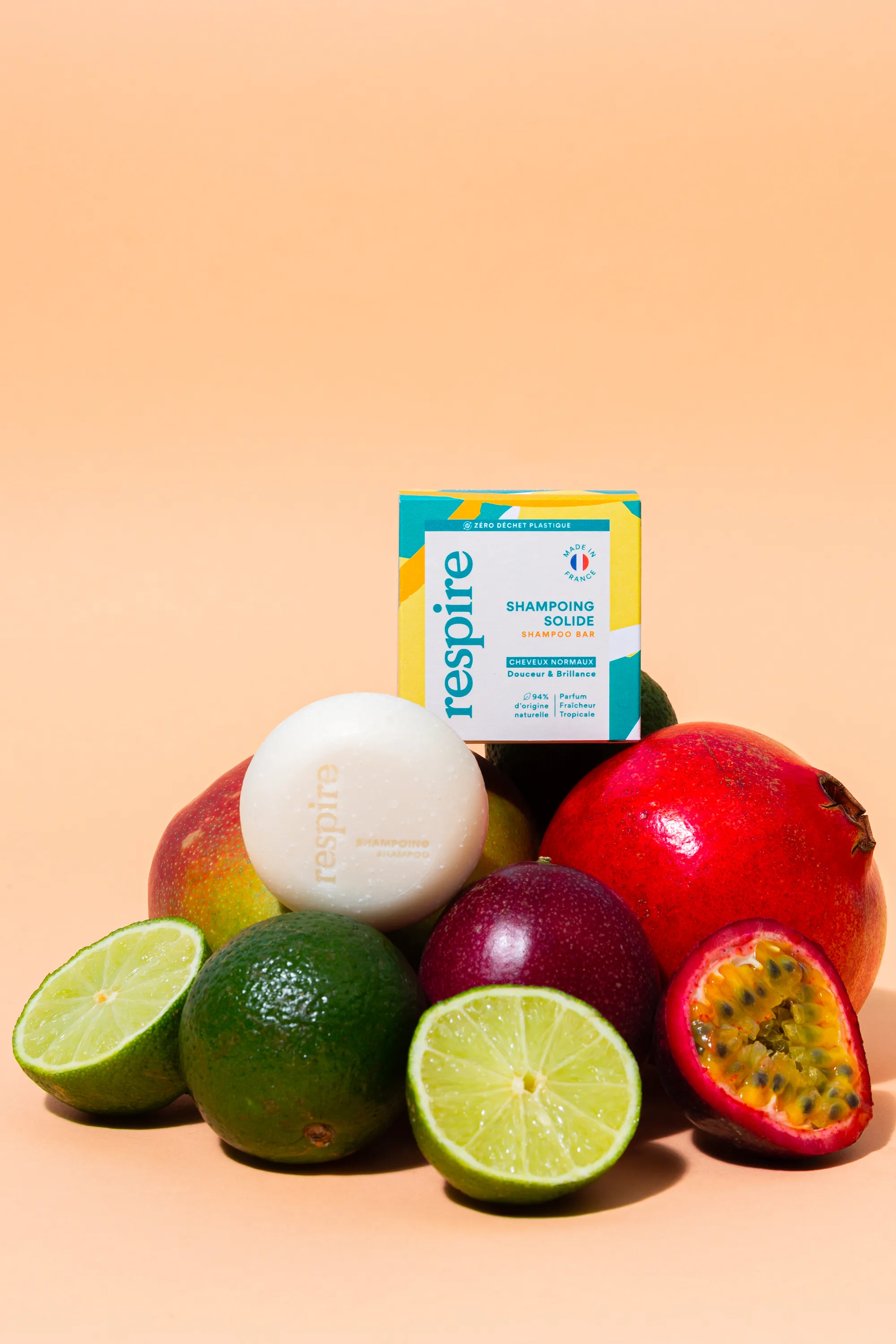 Respire Shampoing solide doux Fraîcheur tropicale-75 g