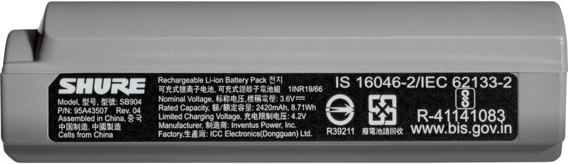 Shure SB904 Litium-Ion Genopladeligt Batteri