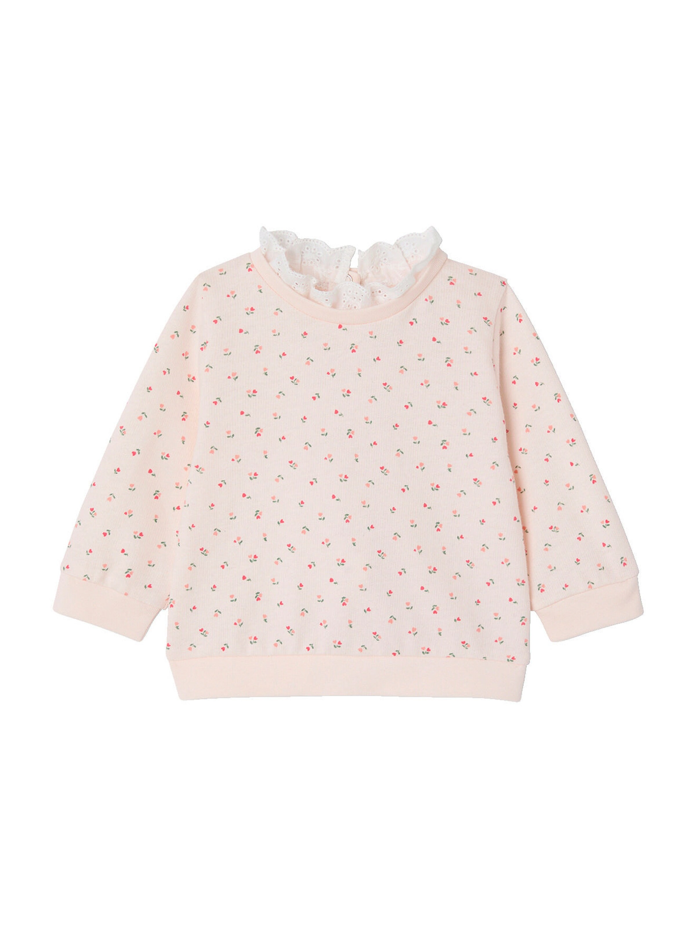 Vertbaudet Baby Sweatshirt mit Blumen und besticktem Kragen hellrosa