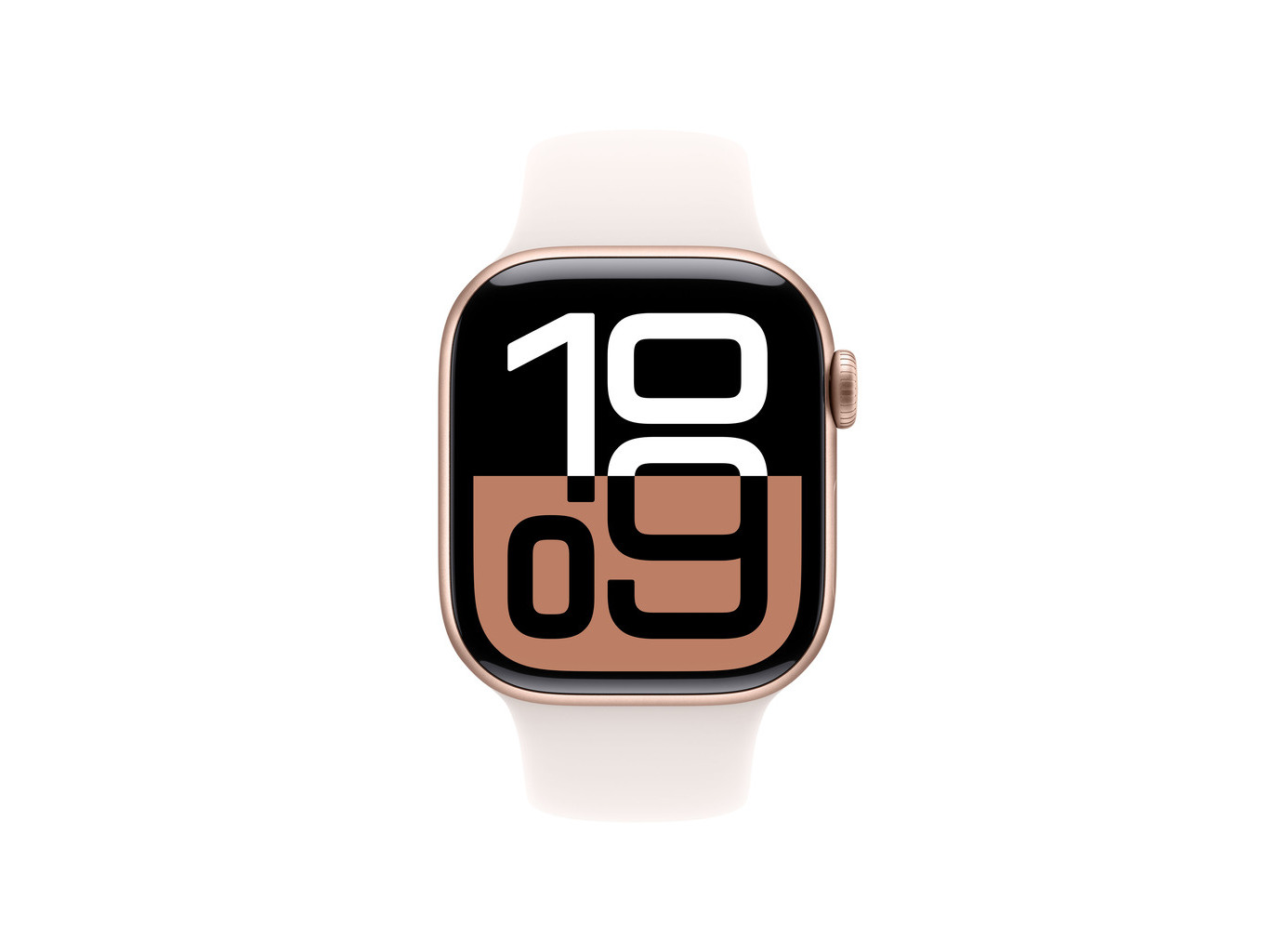 APPLE WATCH 10 GPS 42MM ALUMÍNIO ROSA-DOURADO COM BRACELETE DESPORTIVA ROSA LEVE (TAMANHO - S/M)