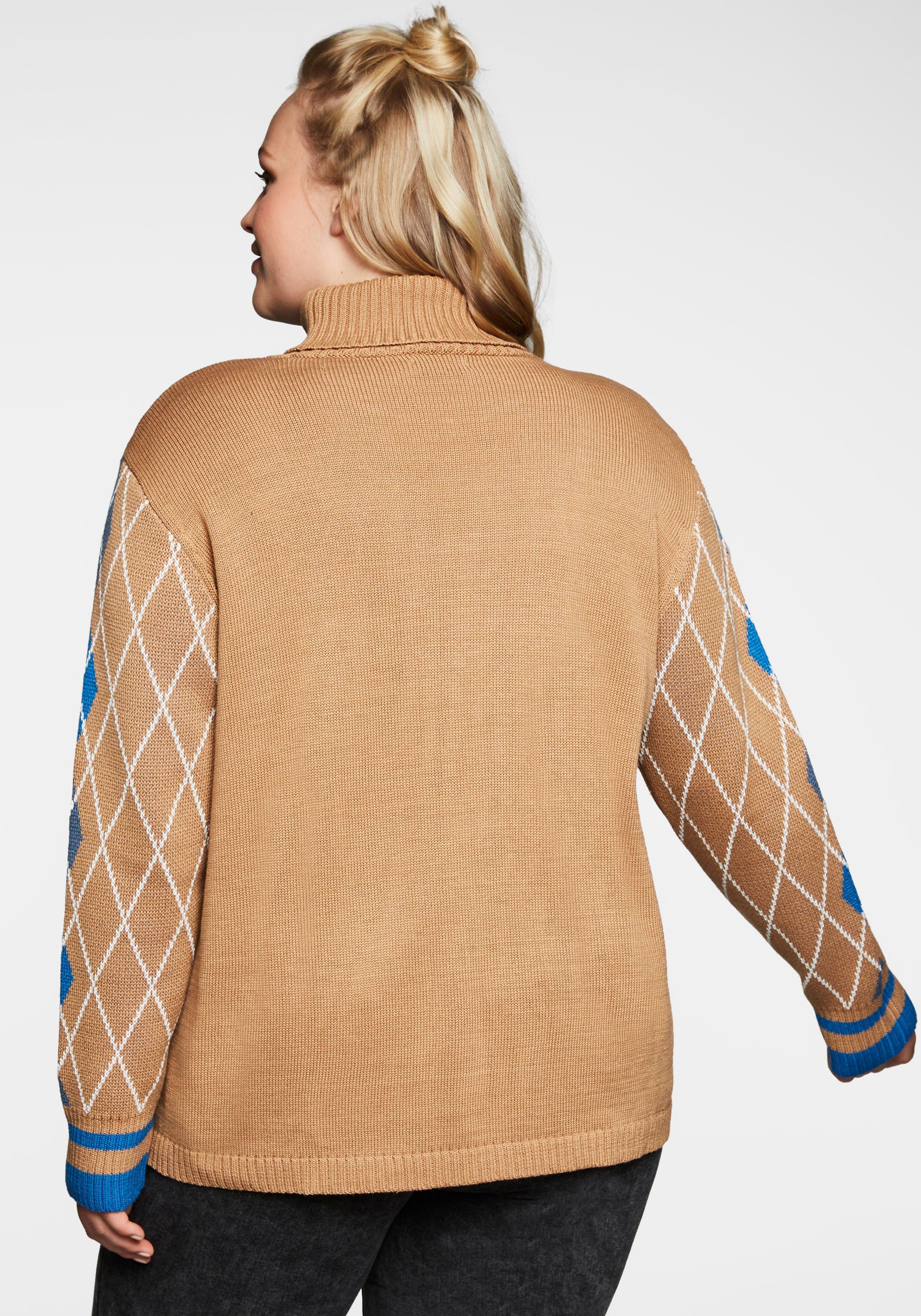 Pullover mit Rollkragen und Rautenmuster