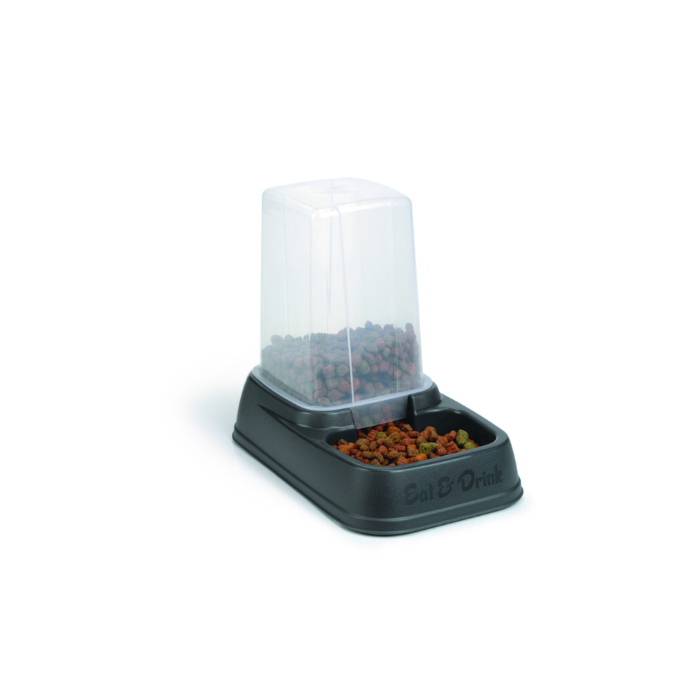 Beeztees Plastic Eet- en Drinkautomaat Antraciet33,5 x 20 x 27 cm