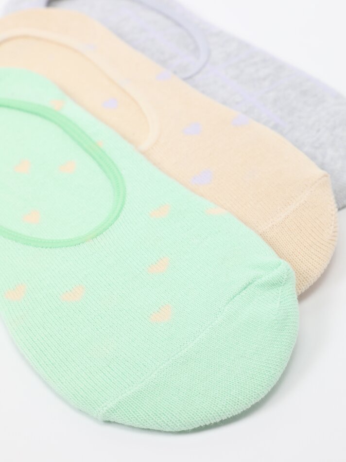 Pacote com 3 pares de meias invisíveis sortidas - Cores Variadas